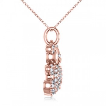 Diamond Accented Teddy Bear Pendant Necklace in 14k Rose Gold (0.28ct)