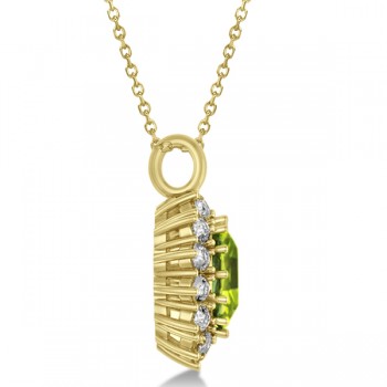 Oval Peridot & Diamond Pendant Necklace 14k Yellow Gold (5.40ctw)