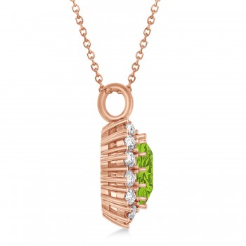 Oval Peridot & Diamond Pendant Necklace 18K Rose Gold (5.40ctw)