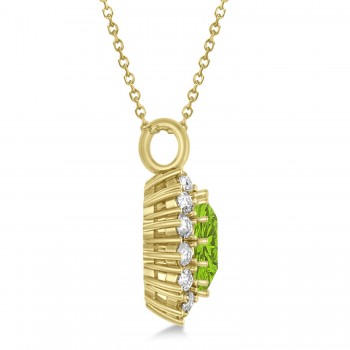 Oval Peridot & Diamond Pendant Necklace 18K Yellow Gold (5.40ctw)