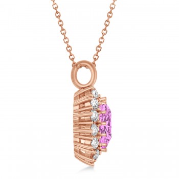 Oval Pink Sapphire & Diamond Pendant Necklace 14k Rose Gold 5.40ctw