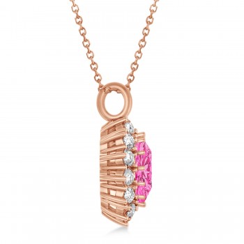 Oval Lab Pink Tourmaline & Diamond Pendant Necklace 14k Rose Gold (5.40ctw)