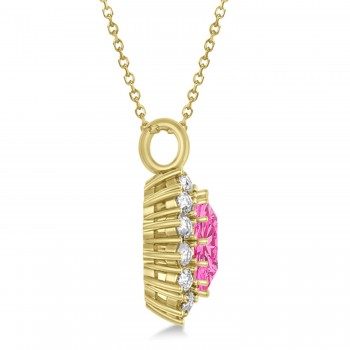 Oval Lab Pink Tourmaline & Diamond Pendant Necklace 18K Yellow Gold (5.40ctw)