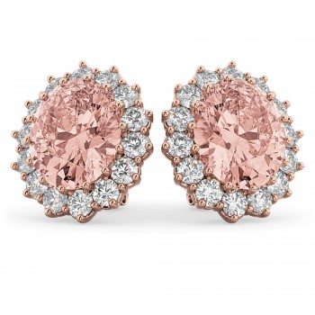 Oval Morganite and Diamond Earrings 14k Rose Gold (10.80ctw)