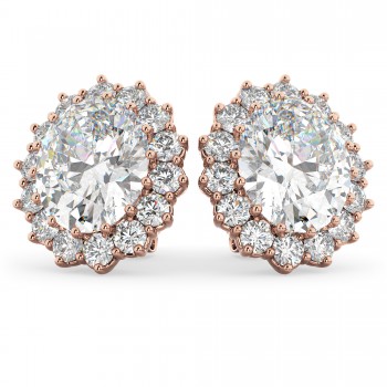 Oval Moissanite & Diamond Accented Earrings 14k Rose Gold (10.80ctw)