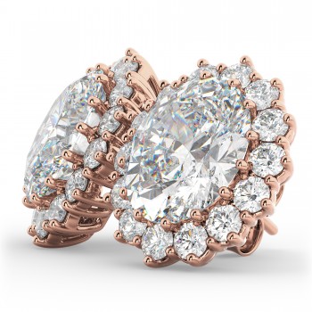 Oval Moissanite & Diamond Accented Earrings 14k Rose Gold (10.80ctw)