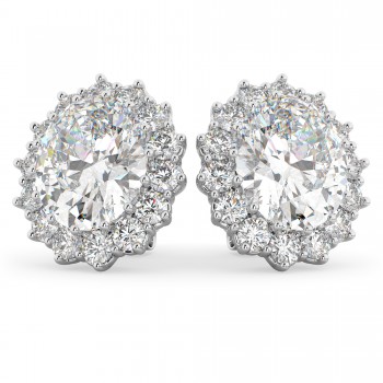 Oval Moissanite & Diamond Accented Earrings 14k White Gold (10.80ctw)