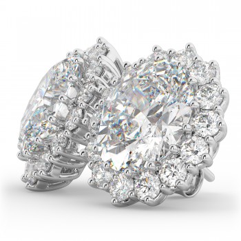 Oval Moissanite & Diamond Accented Earrings 14k White Gold (10.80ctw)