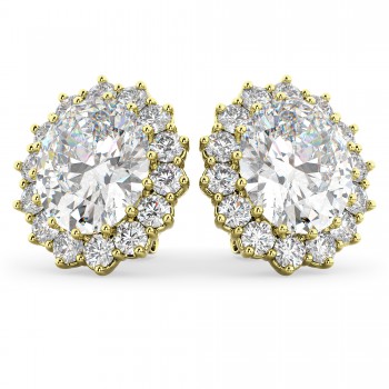 Oval Moissanite & Diamond Accented Earrings 14k Yellow Gold (10.80ctw)