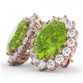 Oval Peridot & Diamond Accented Earrings 14k Rose Gold (10.80ctw)