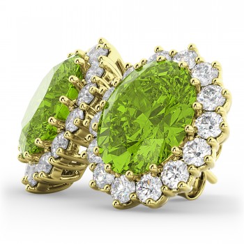 Oval Peridot & Diamond Accented Earrings 14k Yellow Gold (10.80ctw)