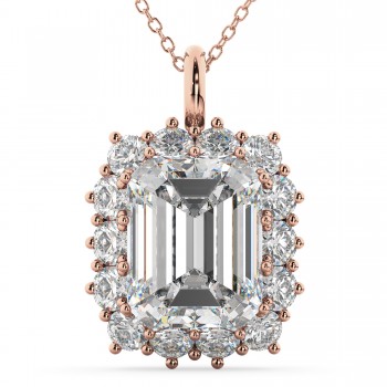 Emerald Cut Diamond Pendant 14k Rose Gold (5.68ct)