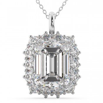 Emerald Cut Diamond Pendant 14k White Gold (5.68ct)