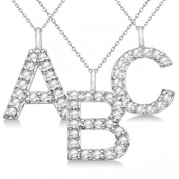 Customized Block-Letter Pave Diamond Initial Pendant in 14k White Gold