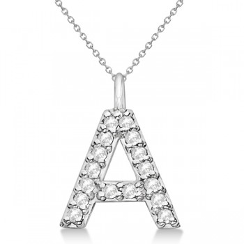 Customized Block-Letter Pave Diamond Initial Pendant in 14k White Gold