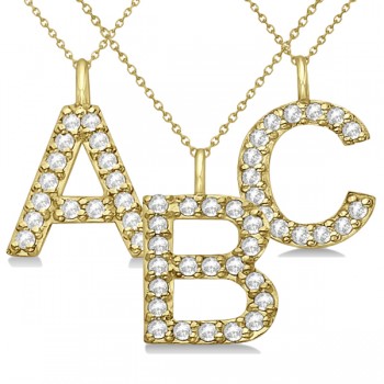 Customized Block-Letter Pave Diamond Initial Pendant in 14k Yellow Gold