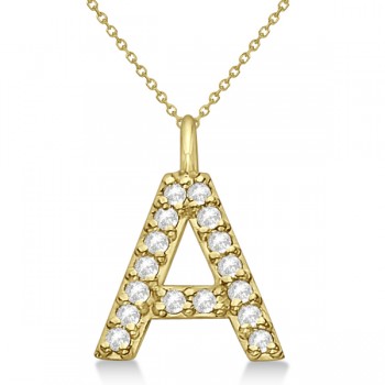 Customized Block-Letter Pave Diamond Initial Pendant in 14k Yellow Gold