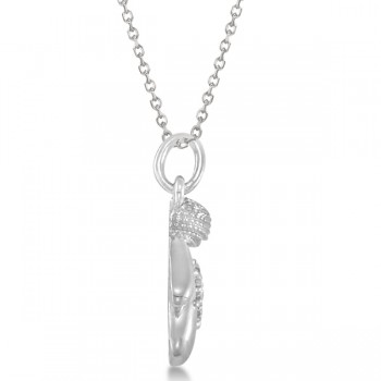 Mittens Pendant Necklace Diamond Snowflake 14k White Gold (0.07ct)