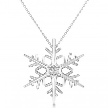 Diamond Wintertime Snowflake Pendant Necklace 14k White Gold (0.04ct)