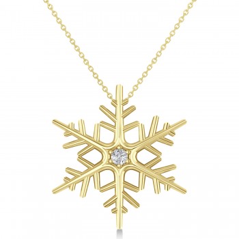 Diamond Wintertime Snowflake Pendant Necklace 14k Yellow Gold (0.04ct)