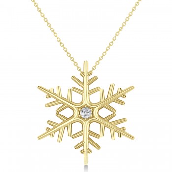 Diamond Wintertime Snowflake Pendant Necklace 14k Yellow Gold (0.04ct)