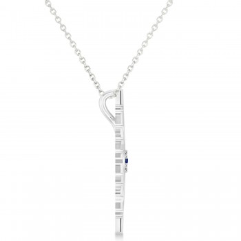 Blue Sapphire Winter Snowflake Pendant Necklace 14k White Gold (0.04ct)