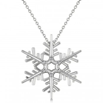 Diamond Snowflake Pendant Necklace 14k White Gold (0.06ct)