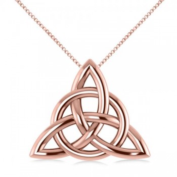 Triangular Irish Trinity Celtic Knot Pendant Necklace 14k Rose Gold