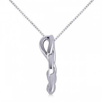 Triangular Irish Trinity Celtic Knot Pendant Necklace 14k White Gold