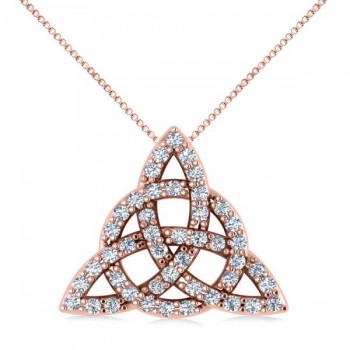 Diamond Trinity Celtic Knot Pendant Necklace 14k Rose Gold (0.45ct)