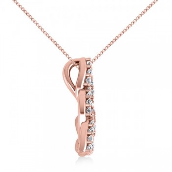 Diamond Trinity Celtic Knot Pendant Necklace 14k Rose Gold (0.45ct)