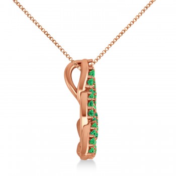 Emerald Trinity Celtic Knot Pendant Necklace 14k Rose Gold (0.45ct)