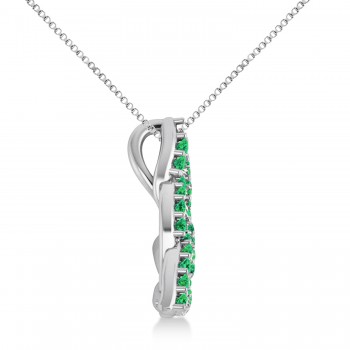 Emerald Trinity Celtic Knot Pendant Necklace 14k White Gold (0.45ct)