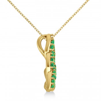 Emerald Trinity Celtic Knot Pendant Necklace 14k Yellow Gold (0.45ct)