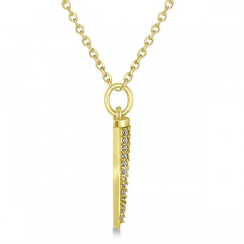 Diamond Accented Italian Horn Drop Pendant 14k Yellow Gold (0.22ct)