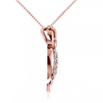 Diamond Accented Owl Pendant Necklace 14k Rose Gold (0.34ct)