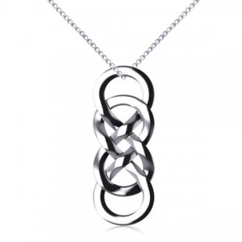 Vertical Double Infinity Pendant Necklace Plain Metal 14k White Gold