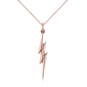 Lightning Bolt Drop Pendant Necklace in Plain Metal 14k Rose Gold