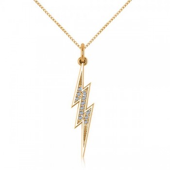 Diamond Accented Lightning Bolt Pendant Necklace in 14k Yellow Gold (0.06ct)