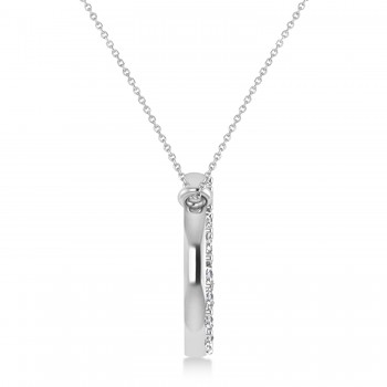 Petite Diamond Peace Sign Charm Pendant Necklace 14K White Gold (0.14ct)