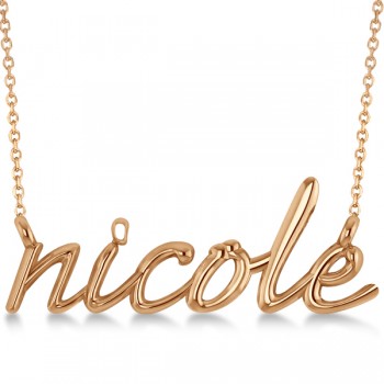 Personalized Script Font Name Pendant Necklace in Solid 14k Rose Gold