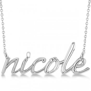 Personalized Script Font Name Pendant Necklace in Solid 14k White Gold