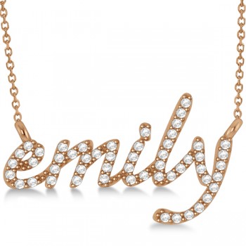 Personalized Lab Grown Diamond Name Pendant Necklace 14k Rose Gold