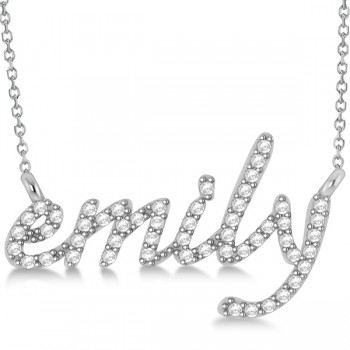 Personalized Lab Grown Diamond Name Pendant Necklace 14k White Gold