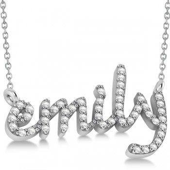 Personalized Lab Grown Diamond Name Pendant Necklace 14k White Gold