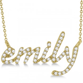 Personalized Lab Grown Diamond Name Pendant Necklace 14k Yellow Gold