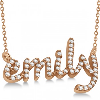 Personalized Diamond Name Pendant Necklace 14k Rose Gold