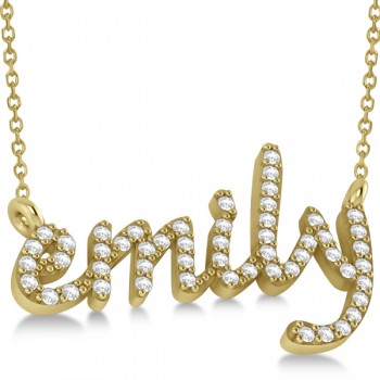 Personalized Diamond Name Pendant Necklace 14k Yellow Gold