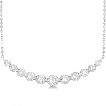 Curved Necklace Diamond Accented 14k White Gold (1.00ct)