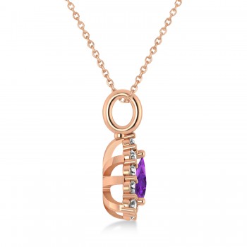 Diamond & Amethyst Trillion Cut Pendant Necklace 14k Rose Gold (1.26ct)